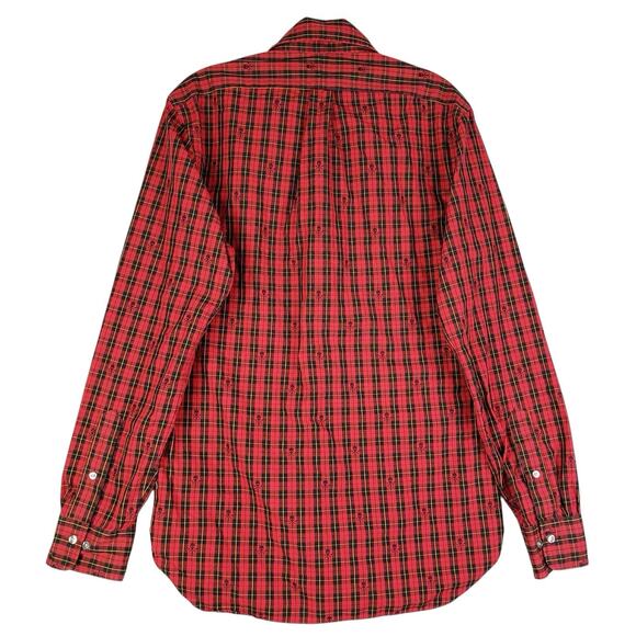 Polo Ralph Lauren Shirt Red Skull Crossbones AOP Button Down LS Slim Fit Punk - Picture 3 of 14
